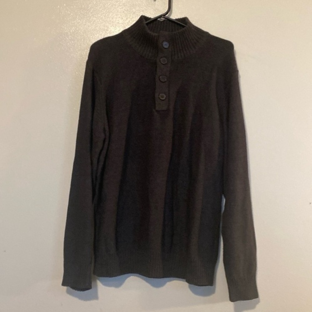 Tricots St Raphael Henley Mock ribbed Neck 4 button up Sweater size large